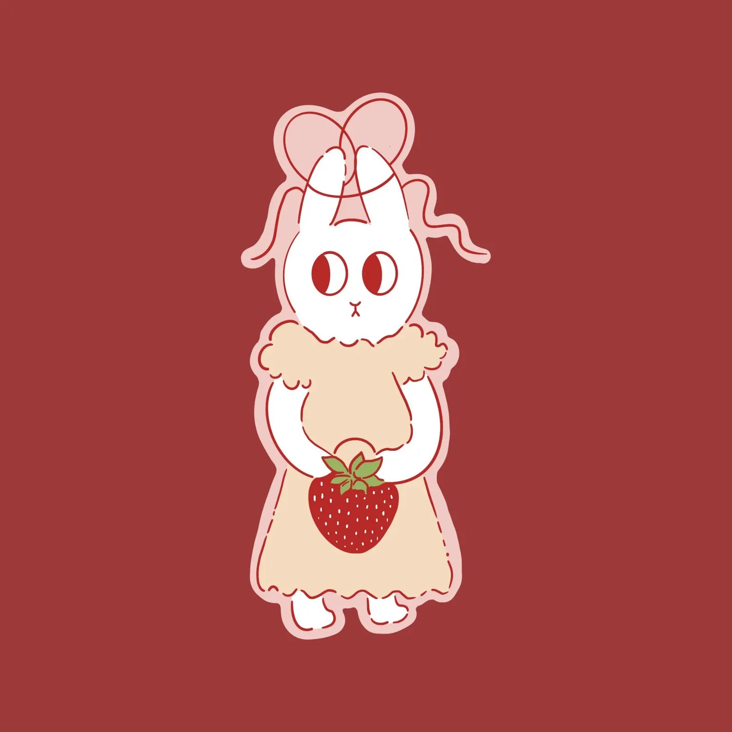 Berryheart Bunny – Soft Strawberry Keeper Sticker