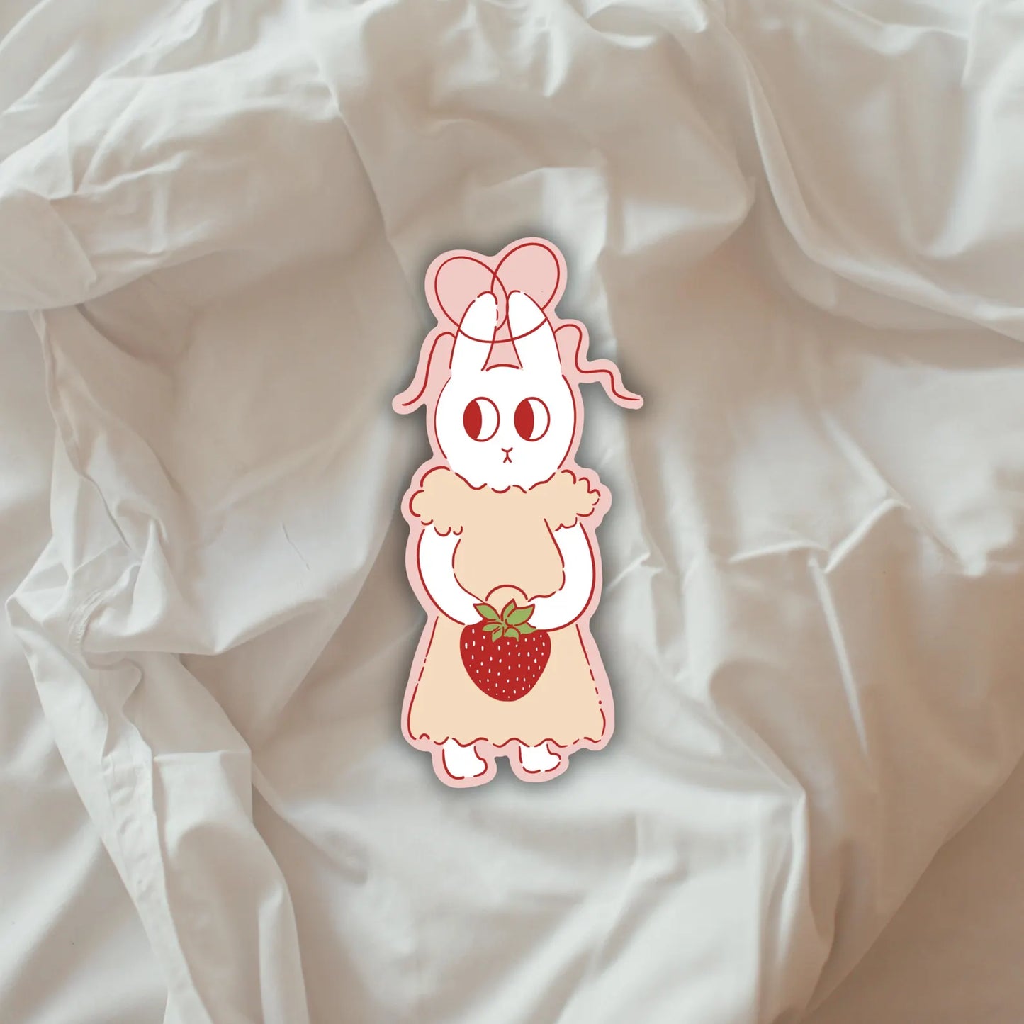Berryheart Bunny – Soft Strawberry Keeper Sticker