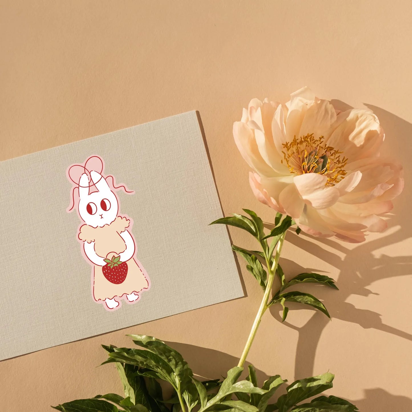 Berryheart Bunny – Soft Strawberry Keeper Sticker